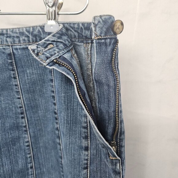 Sonoma Blue Denim Paneled A-Line Skirt Rustic Y2K Boho 14 - Picture 6 of 12